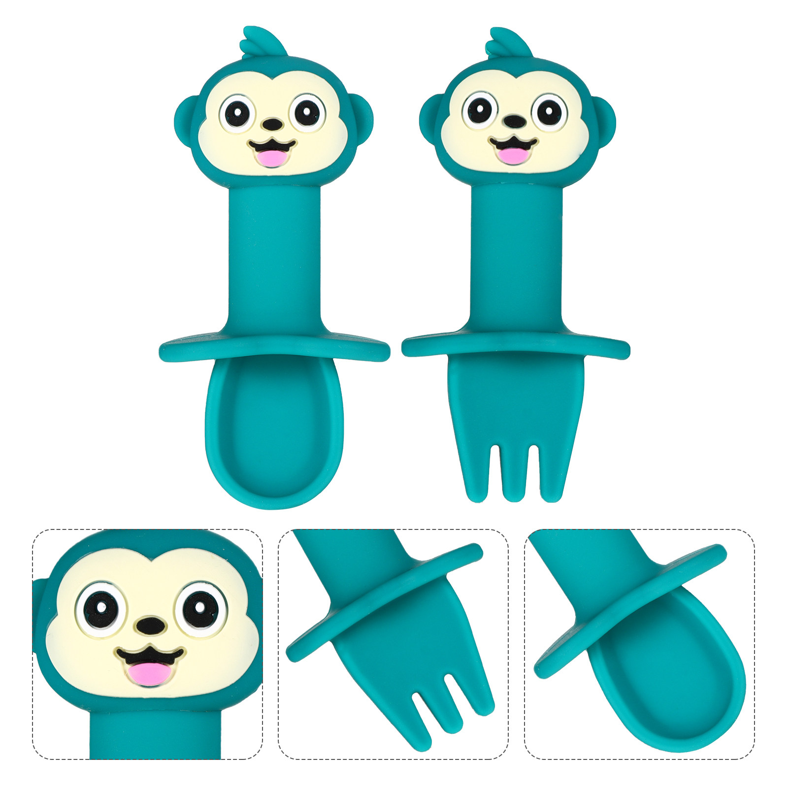 Baby Food Utensils Set - 2Pcs Silicone Baby Spoon Fork Set