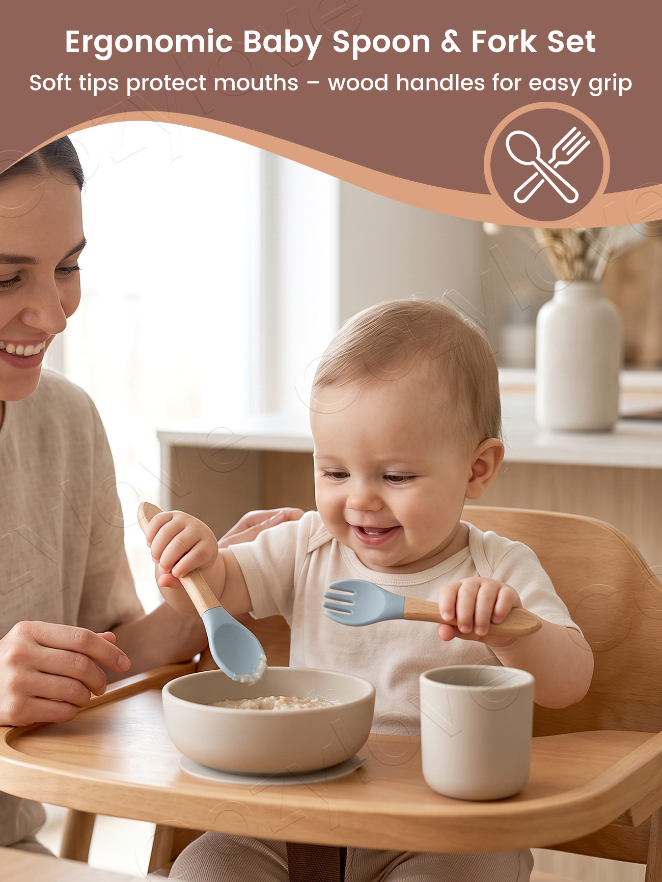 Baby Silicone Fork Spoon Set,  - огляд і ціна Baby Food Utensils Set